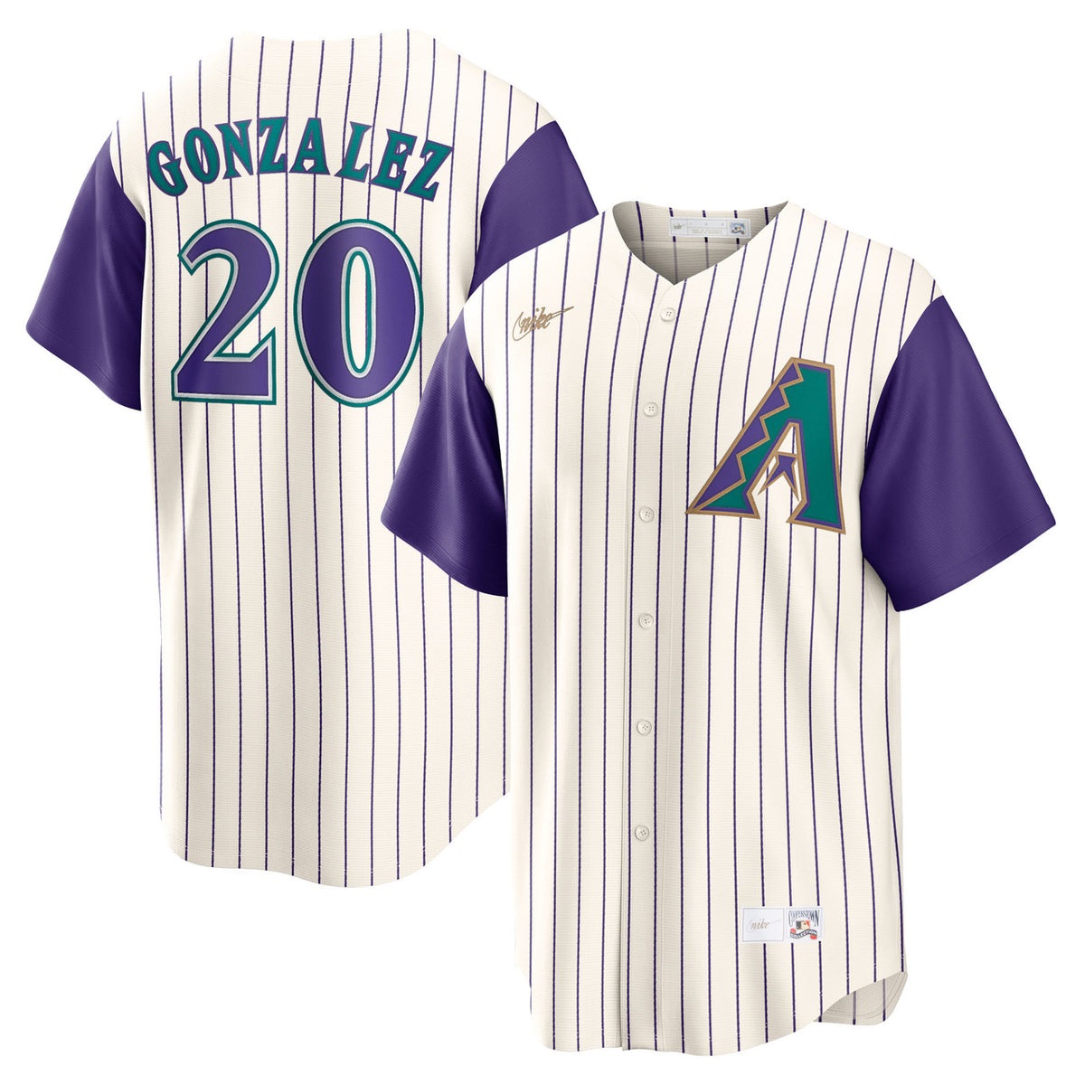 Luis Gonzalez #20 Arizona Diamondbacks Nike Alternate Cooperstown Limited Player Jersey - Cream Purple