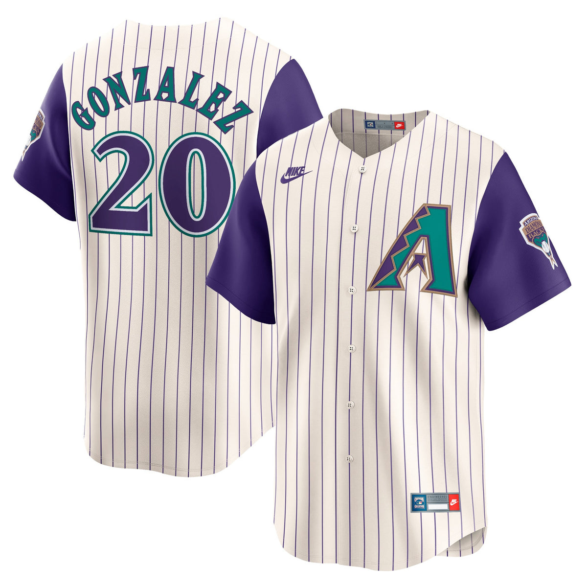 Luis Gonzalez #20 Arizona Diamondbacks Nike Throwback Cooperstown Limited Jersey - Cream
