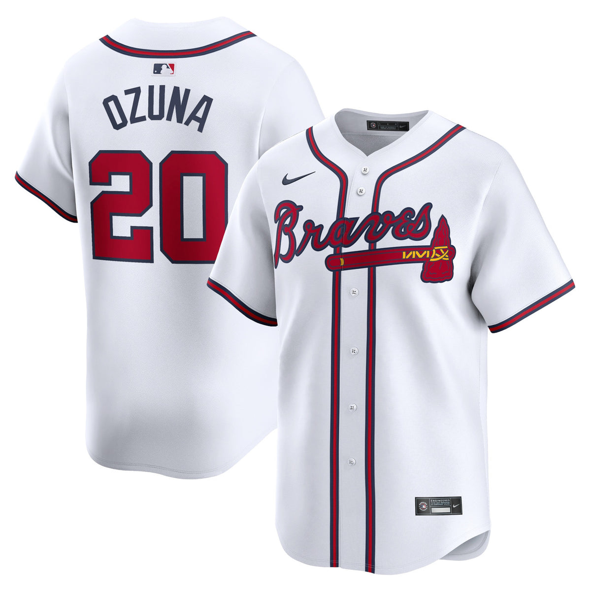 Marcell Ozuna #20 Atlanta Braves Nike Home Limited Player Jersey - White