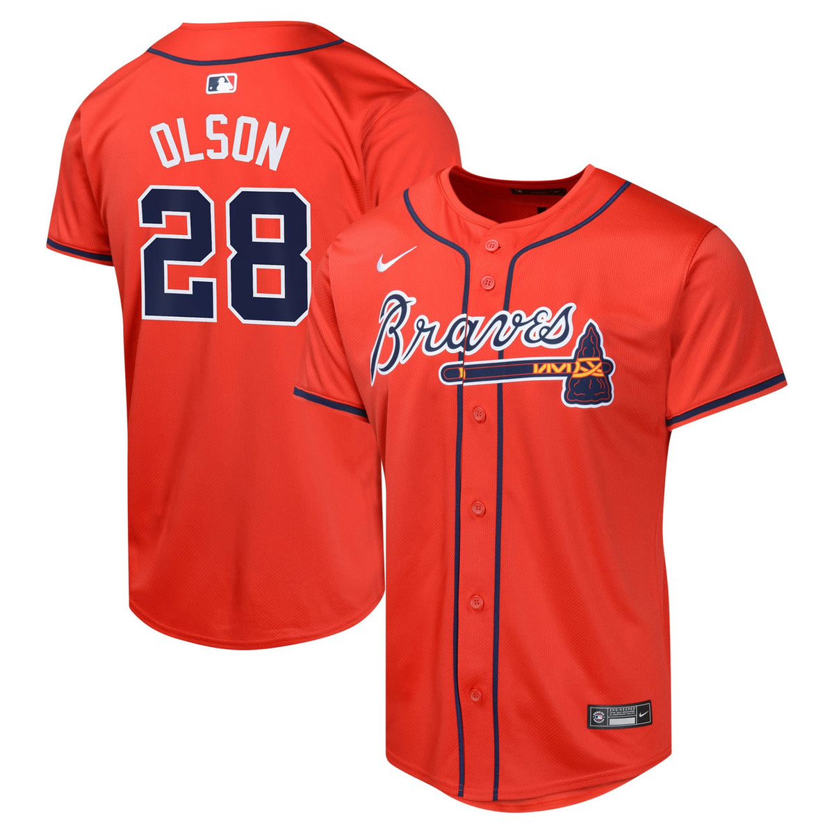 Matt Olson #28 Atlanta Braves Nike Youth Alternate Limited Player Jersey - Red