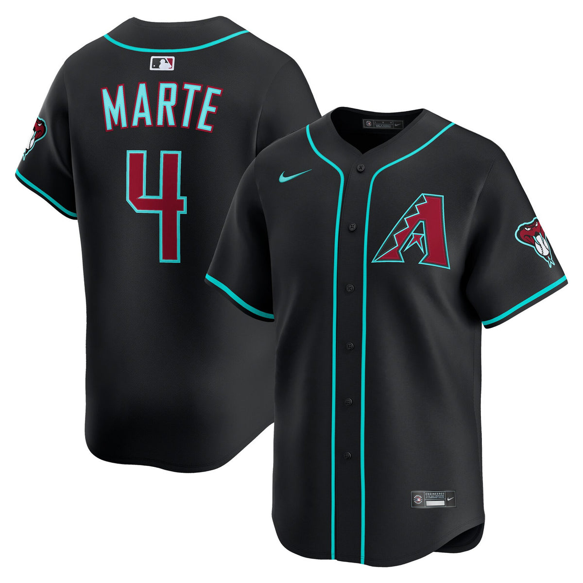 Ketel Marte #4 Arizona Diamondbacks Nike Men'S Alternate Limited Jersey - Black