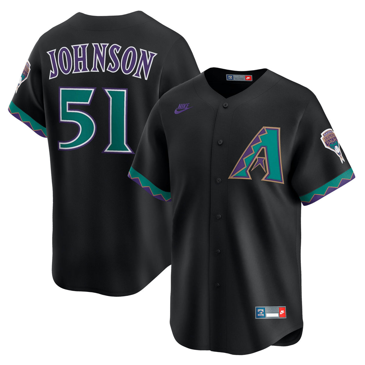 Randy Johnson #51 Arizona Diamondbacks Nike Men'S Throwback Cooperstown Limited Jersey - Black