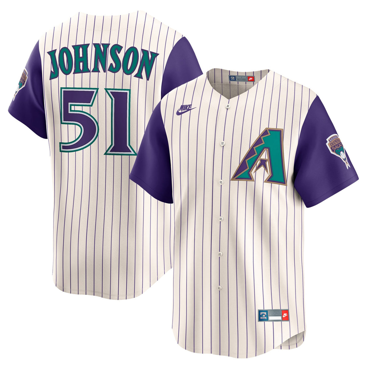 Randy Johnson #51 Arizona Diamondbacks Nike Men'S Throwback Cooperstown Limited Jersey - Cream