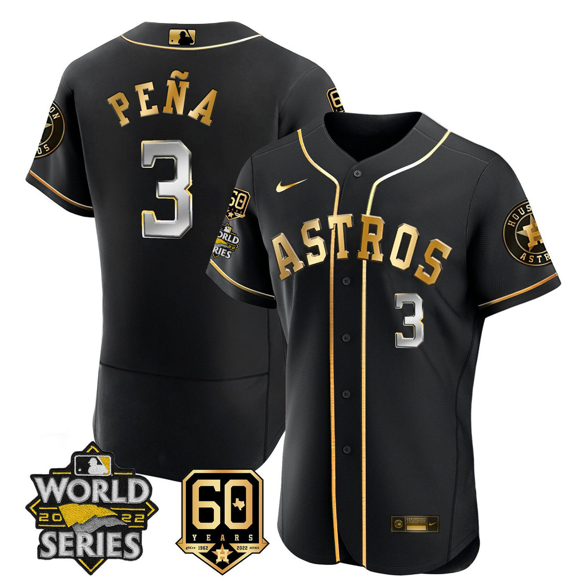 Houston Astros Men'S 2022 World Series 60Th Patch Limited Jersey