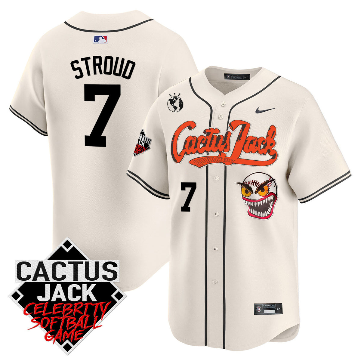 Houston Astros Men'S Cactus Jack Celebrity Softball Game Patch Vapor Premier Limited Jersey