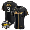Houston Astros Men'S World Series Throwback Patch Limited Jersey - Gold