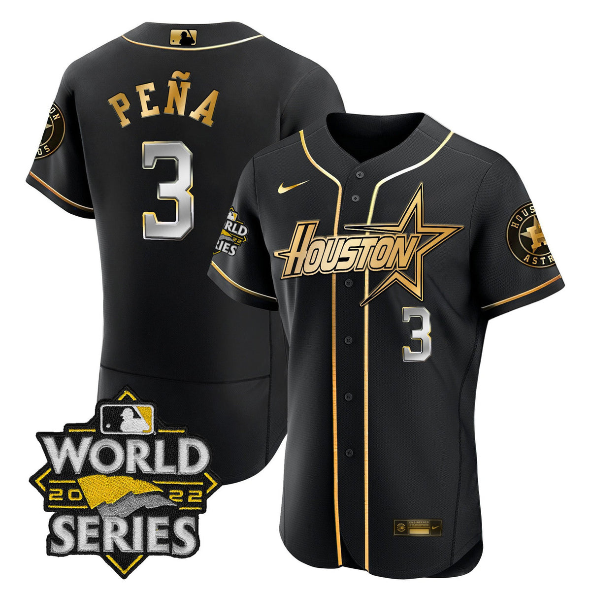 Black Gold #1 Houston Astros Men'S World Series Special Limited Jersey