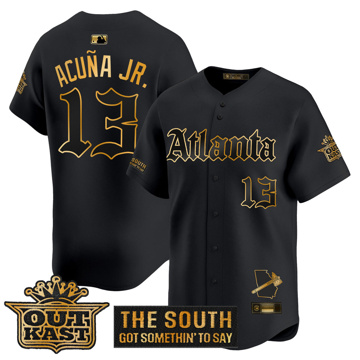 Atlanta Braves Men'S 'Gothic South X Outkast Edition' Vapor Premier Limited Jersey - Gold