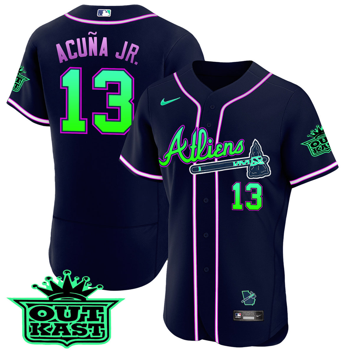 Atlanta Braves Men'S Atliens Flex Base Galaxy Version Limited Jersey