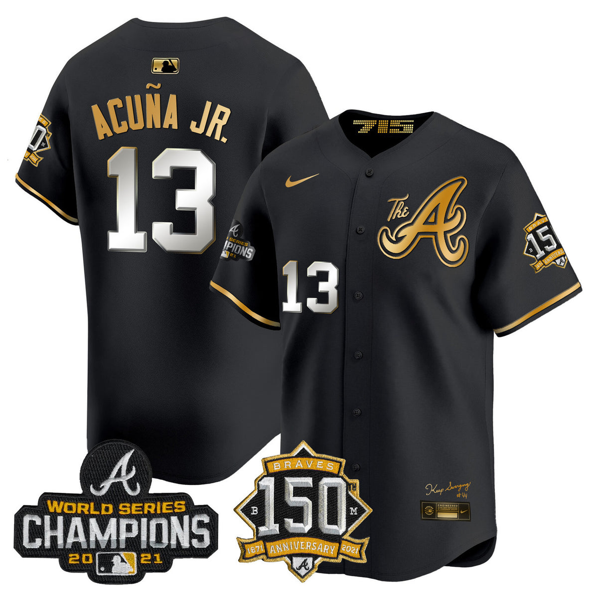 Atlanta Braves Men'S Champions 150Th Patch Vapor Premier Limited Jersey