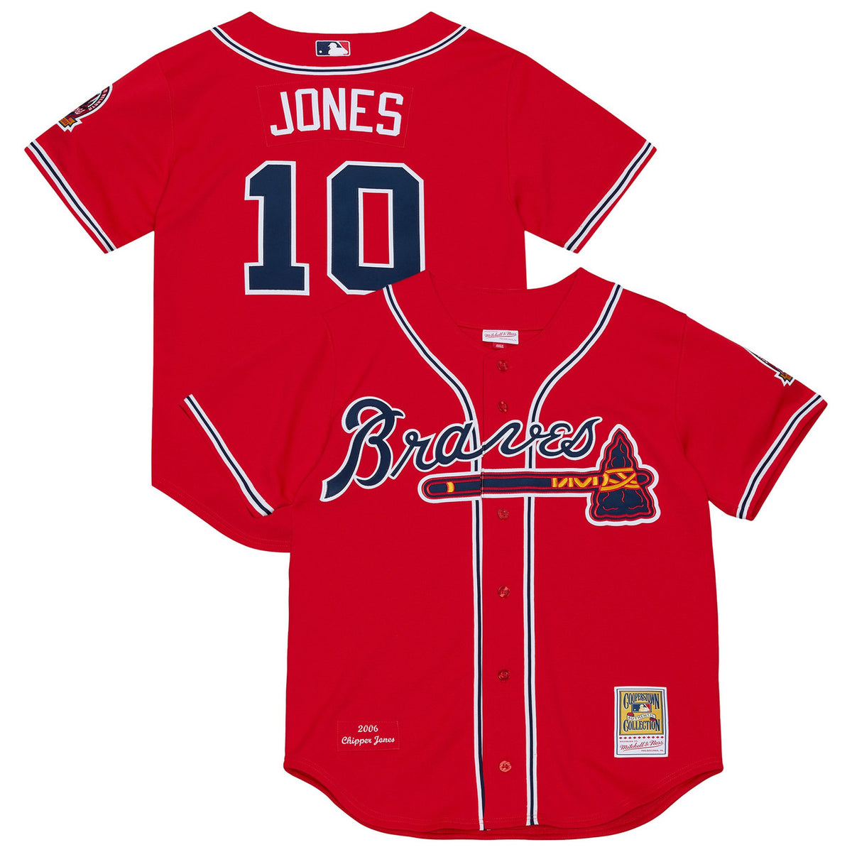 Chipper Jones #10 Atlanta Braves Mitchell & Ness Men'S 2006 Cooperstown Authentic Jersey - Red