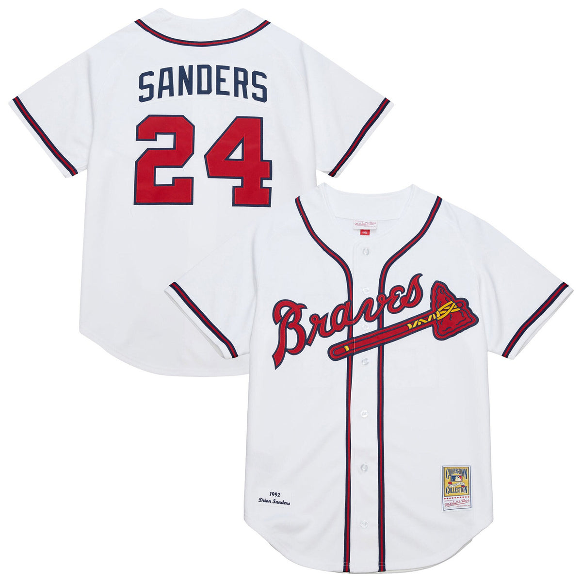 Deion Sanders #24 Atlanta Braves Mitchell & Ness Men'S 1992 Cooperstown Authentic Jersey - White