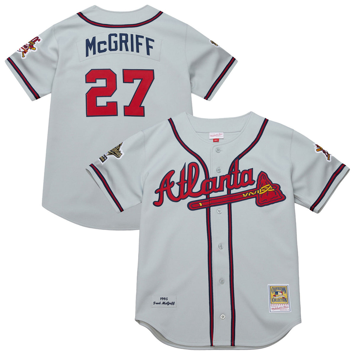 Fred Mcgriff #27 Atlanta Braves Mitchell & Ness Men'S 1995 Throwback Authentic Jersey - Gray