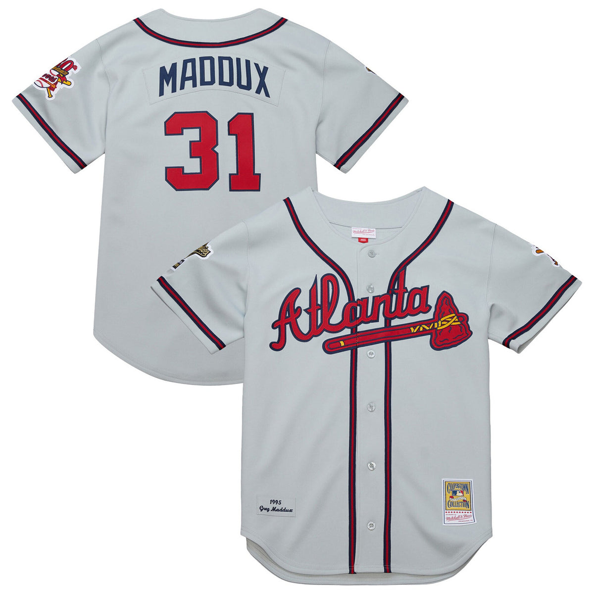 Greg Maddux #31 Atlanta Braves Mitchell & Ness Men'S 1995 Throwback Authentic Jersey - Gray