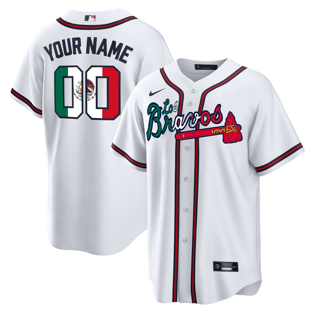 Atlanta Braves Men'S Los Bravos Special Mexico Edition Limited Custom Jersey