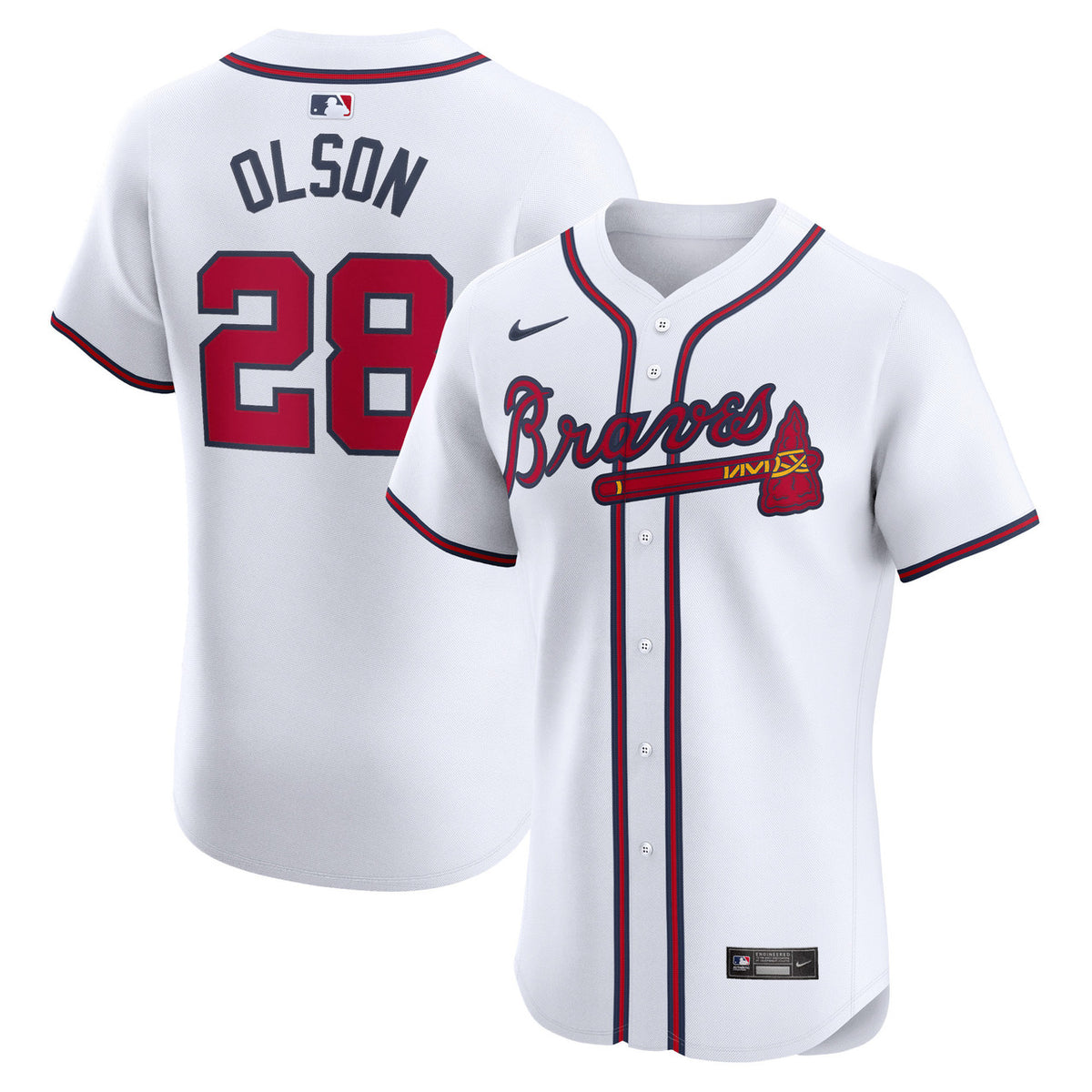 Matt Olson #28 Atlanta Braves Nike Men'S Home Elite Player Jersey - White