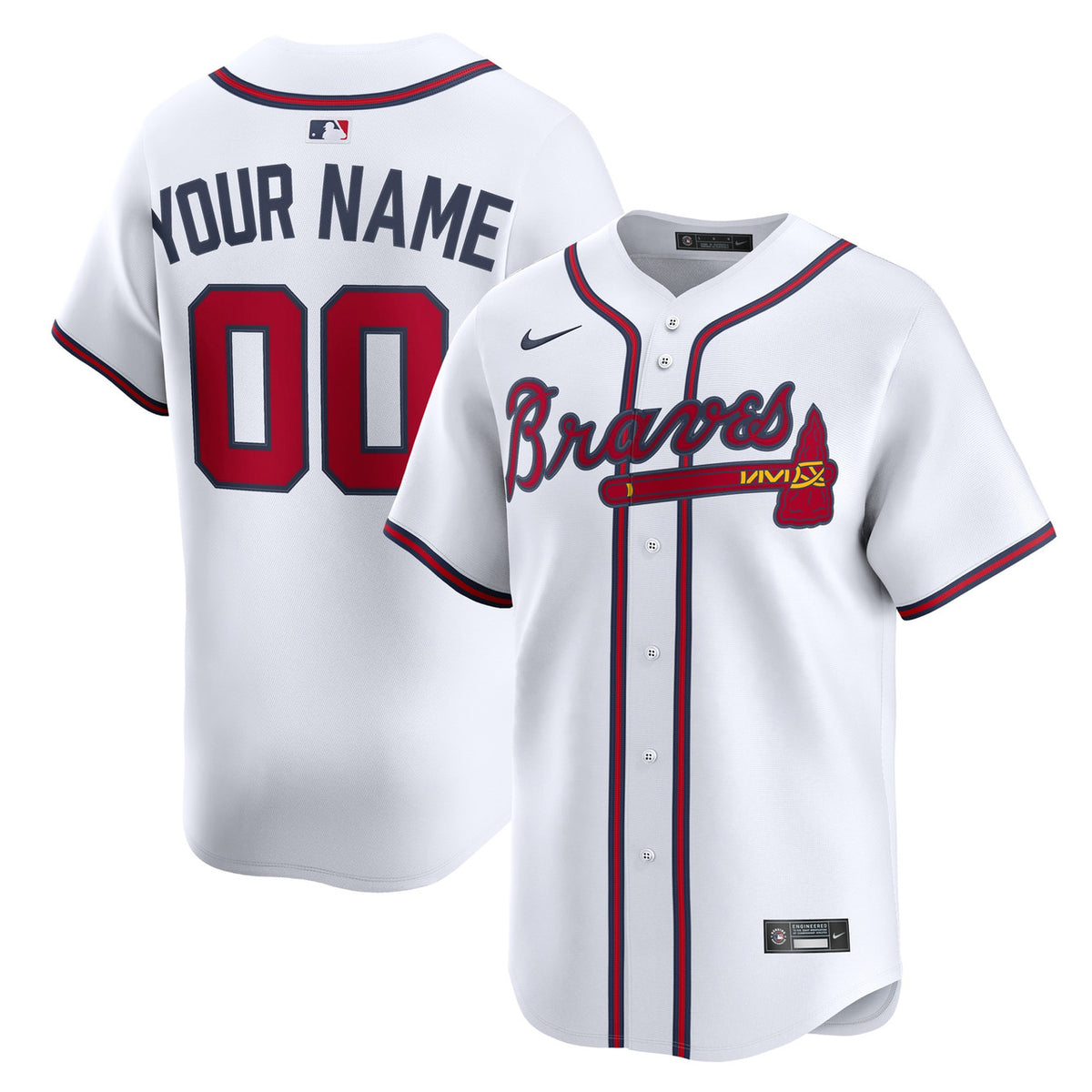 Atlanta Braves Nike Men'S Home Limited Custom Jersey - White