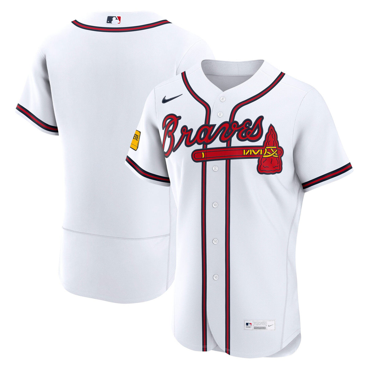 Atlanta Braves Nike Men'S Home Sponsor Patch Authentic Jersey - White