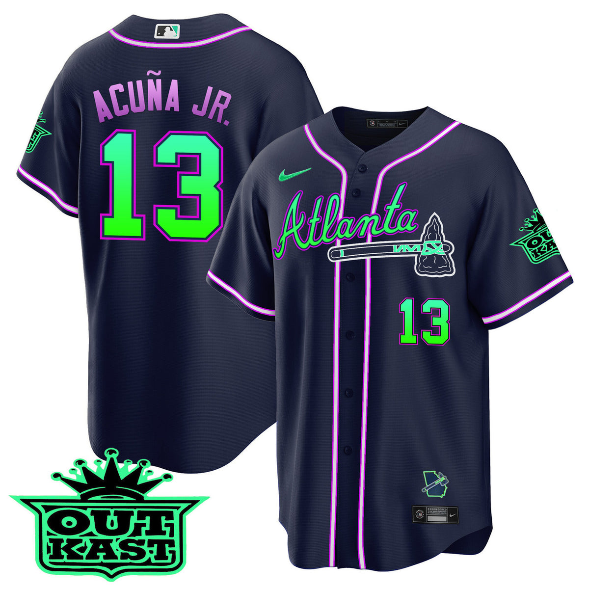 Atlanta Braves Men'S Outkast Cool Base V3 Galaxy Version Limited Jersey
