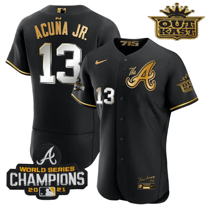 Atlanta Braves Men'S Outkast A Limited Flex Base Jersey - Gold