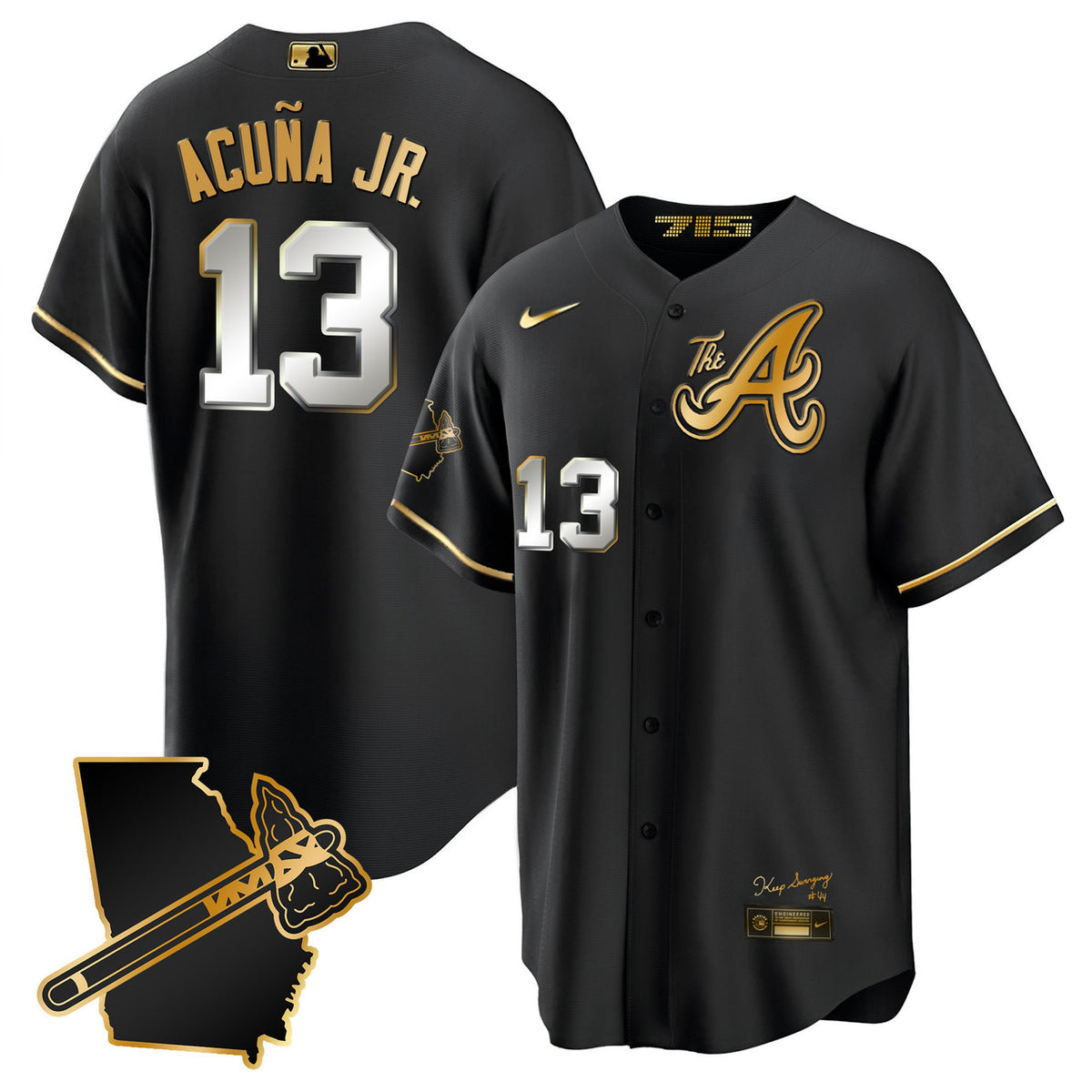 Atlanta Braves Men'S A Cool Base Georgia Patch Limited Jersey - Gold