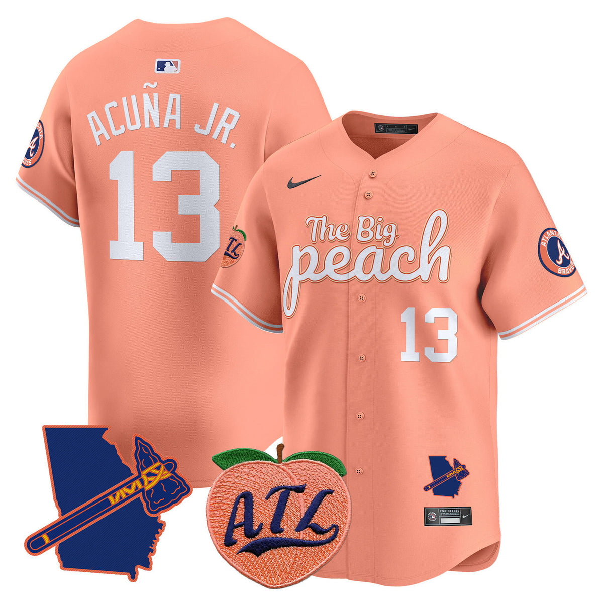 Atlanta Braves Men'S Big Peach Vapor Premier Limited Jersey