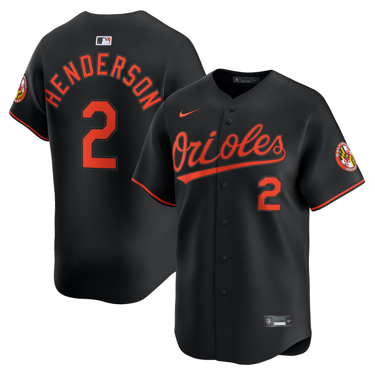 Gunnar Henderson #2 Baltimore Orioles Nike Men'S Alternate Limited Player Jersey - Black