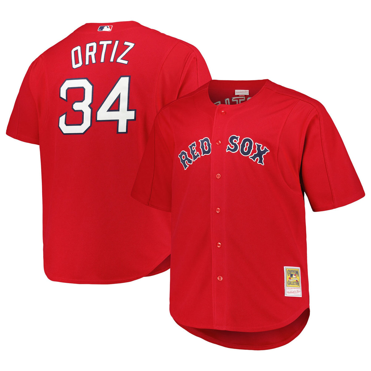 David Ortiz #34 Boston Red Sox Mitchell & Ness Men'S Big & Tall Cooperstown Mesh Limited Batting Practice Jersey - Red