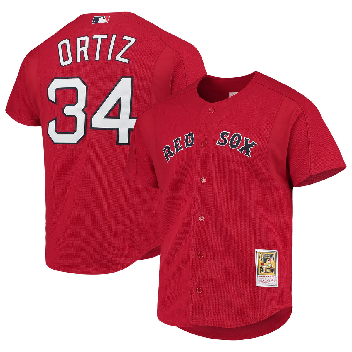 David Ortiz #34 Boston Red Sox Mitchell & Ness Men'S Cooperstown Mesh Batting Practice Button-Up Limited Jersey - Red