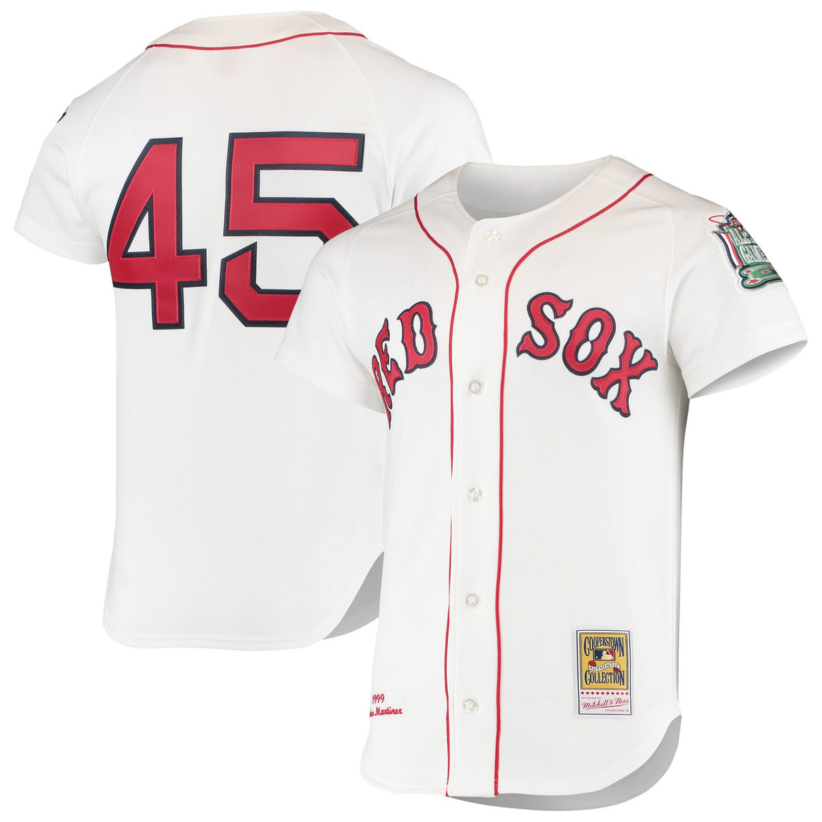 Pedro Martinez #45 Boston Red Sox Mitchell & Ness Men'S 1999 Cooperstown Home Authentic Jersey - White