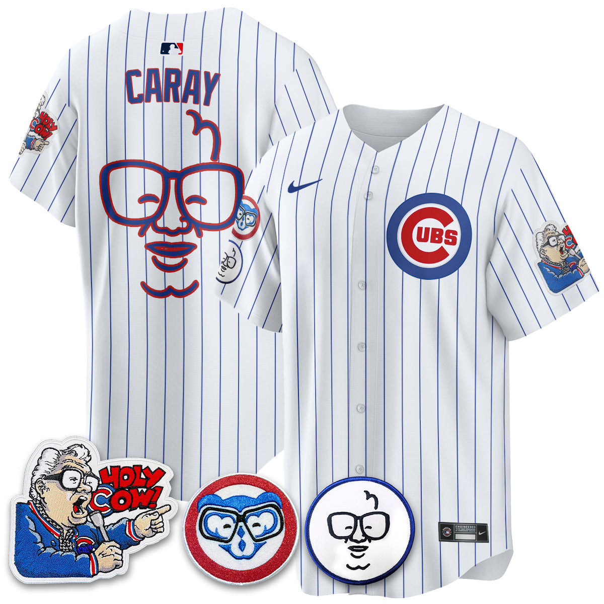 Harry Caray Chicago Cubs Men'S Holy Cow Patch Premier Limited Jersey