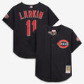 Barry Larkin #11 Cincinnati Reds Mitchell & Ness Men'S Cooperstown Mesh Batting Practice Button-Up Limited Jersey - Black