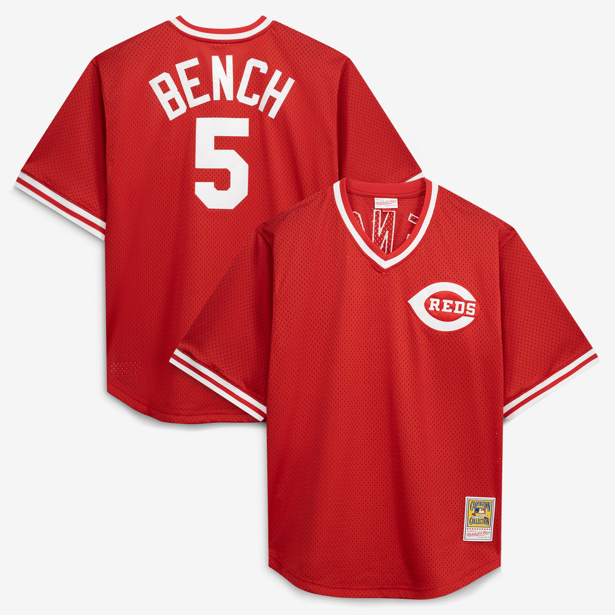 Johnny Bench #5 Cincinnati Reds Mitchell & Ness Men'S Big & Tall Cooperstown Mesh Limited Batting Practice Jersey - Red
