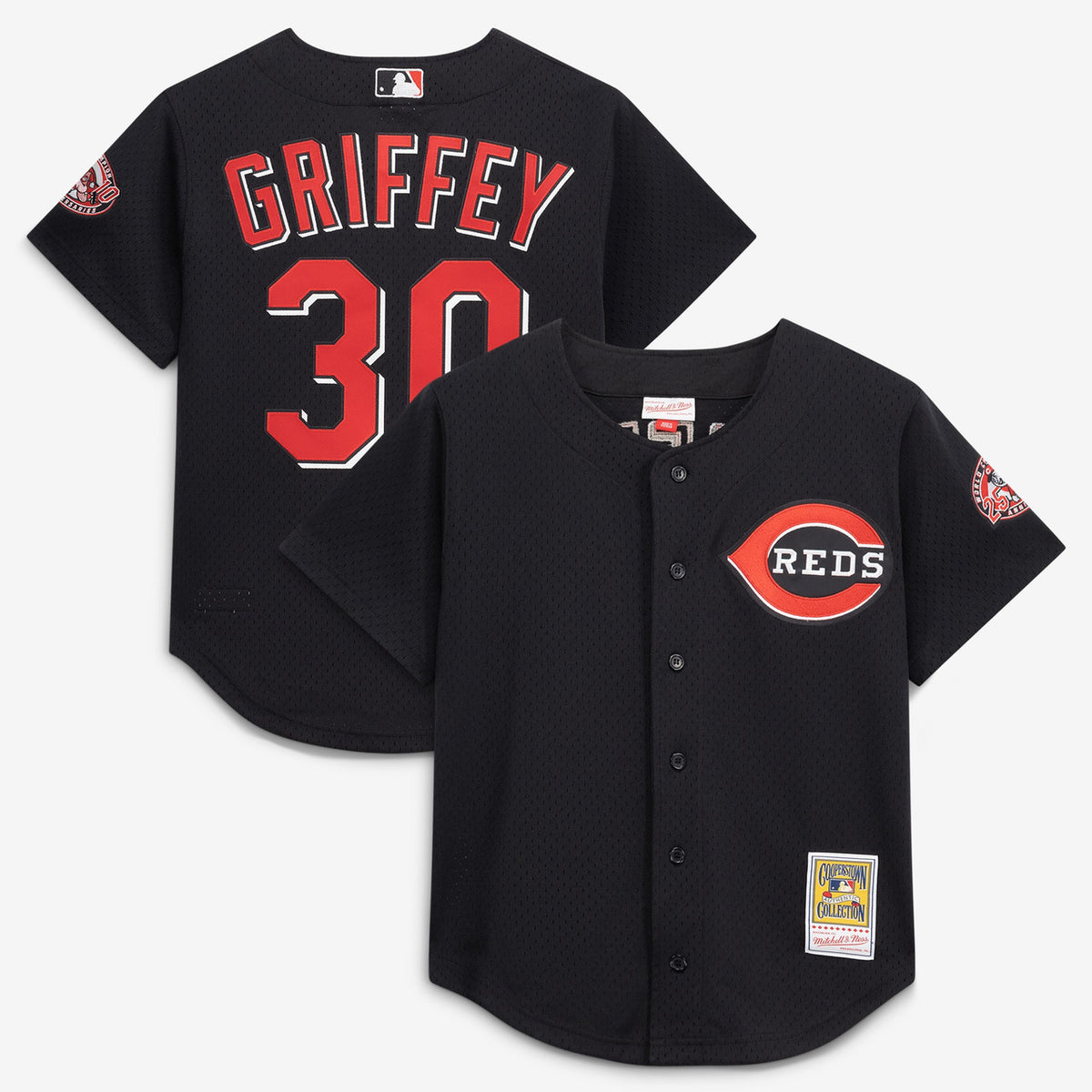 Ken Griffey Jr. Cincinnati Reds Mitchell & Ness Men'S Cooperstown Mesh Batting Practice Button-Up Limited Jersey - Black