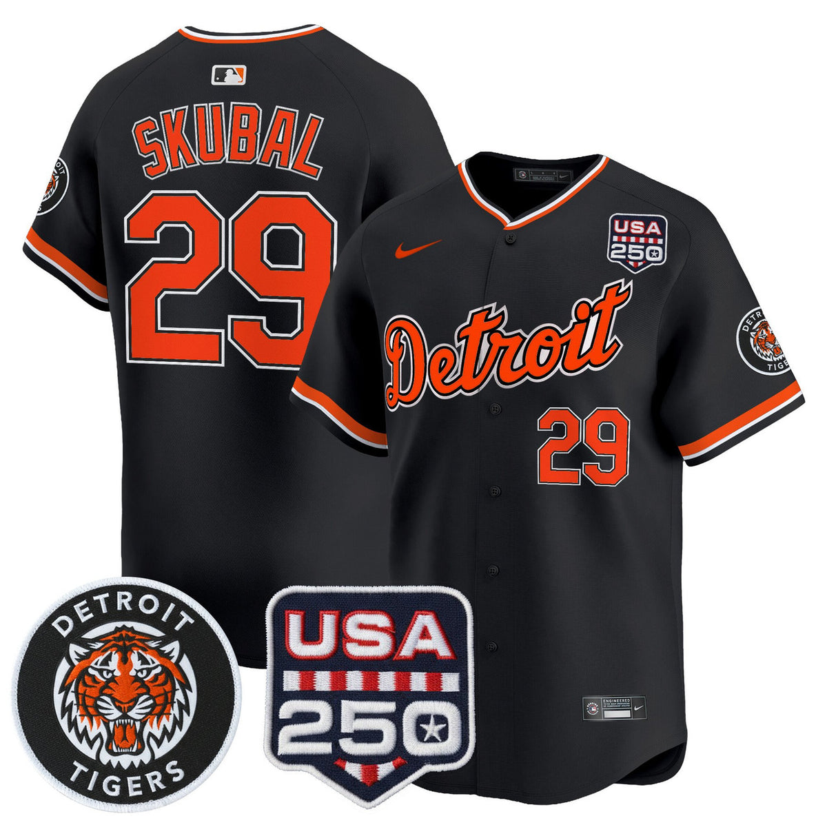Detroit Tigers Men'S 2026 Alternate Vapor Premier 250America Patch Limited Jersey