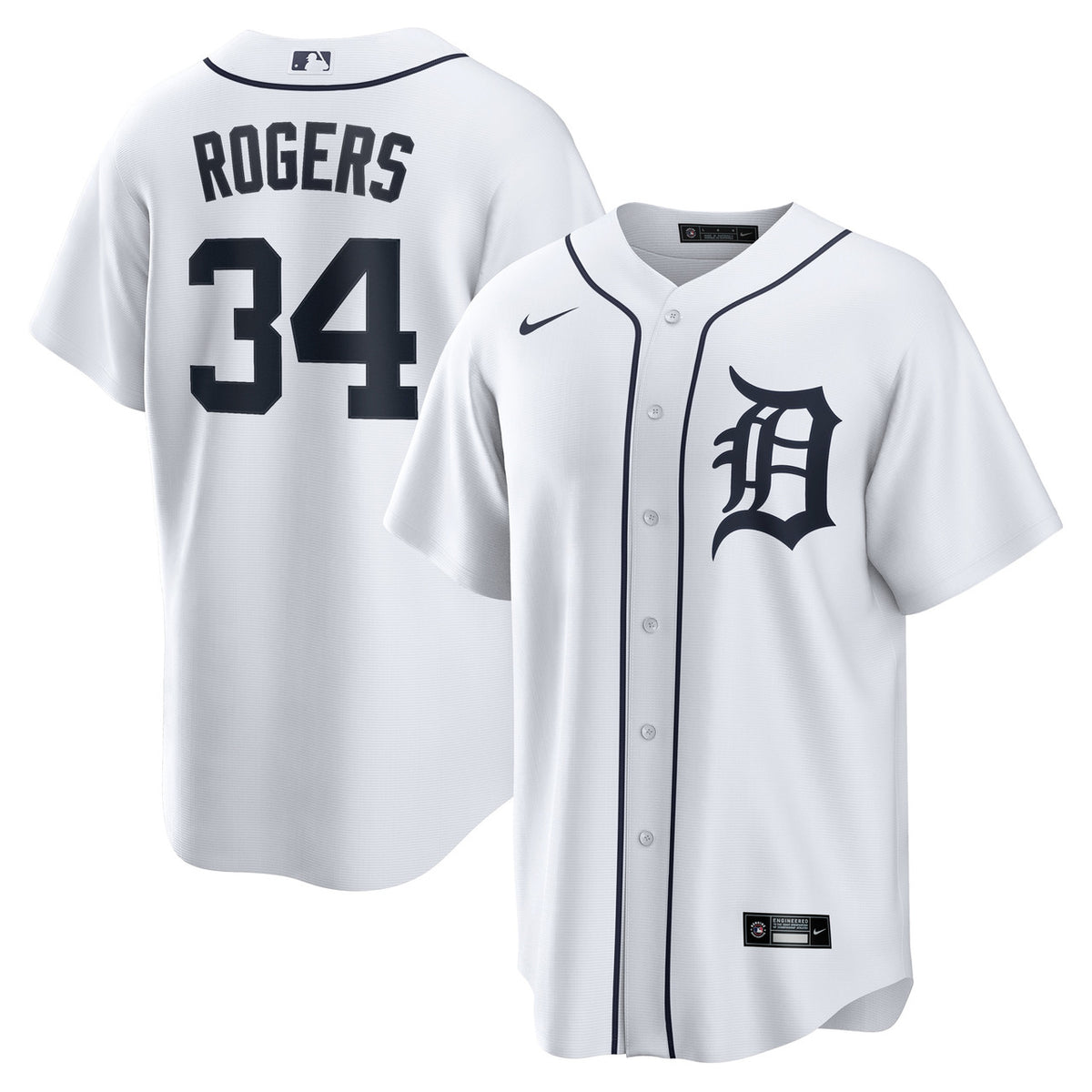 Jake Rogers #34 Detroit Tigers Nike Men'S Home Limited Jersey - White