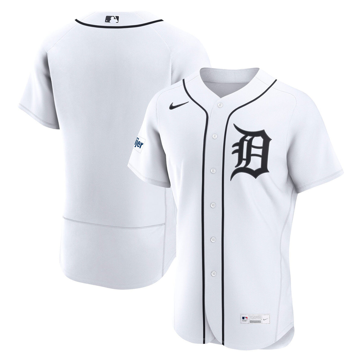 Detroit Tigers Nike Men'S Home Sponsor Patch Authentic Jersey - White