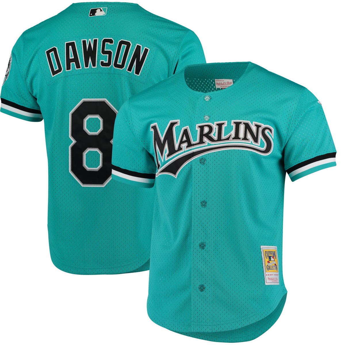 Andre Dawson Florida Marlins Mitchell & Ness Men'S Cooperstown Mesh Batting Practice Button-Up Limited Jersey - Teal