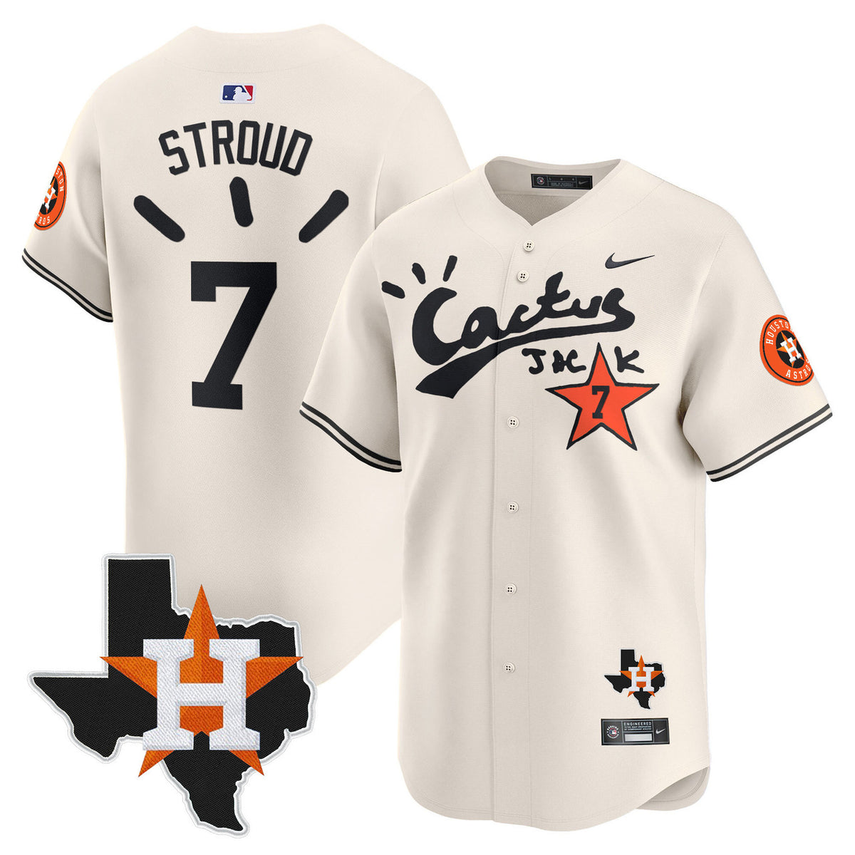 Houston Astros Men'S Cactus Jack Patch Vapor Premier V10 Limited Jersey