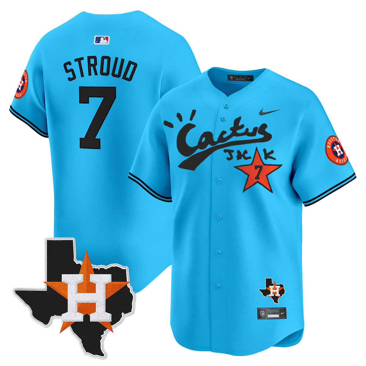 Houston Astros Men'S Cactus Jack Patch Vapor Premier V11 Limited Jersey