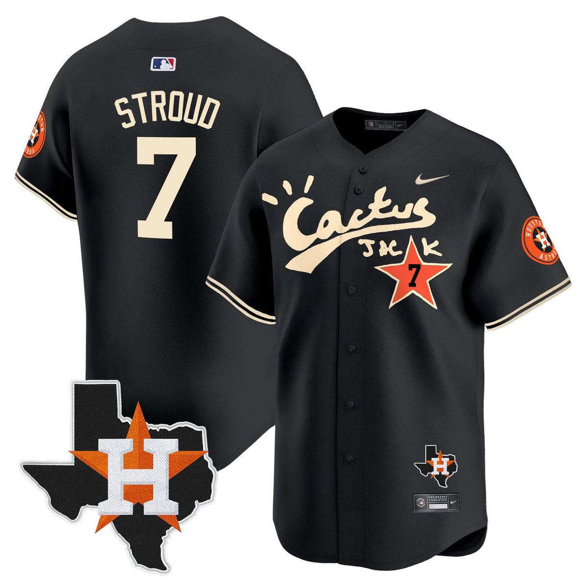 Houston Astros Men'S Cactus Jack Patch Vapor Premier V7 Limited Jersey