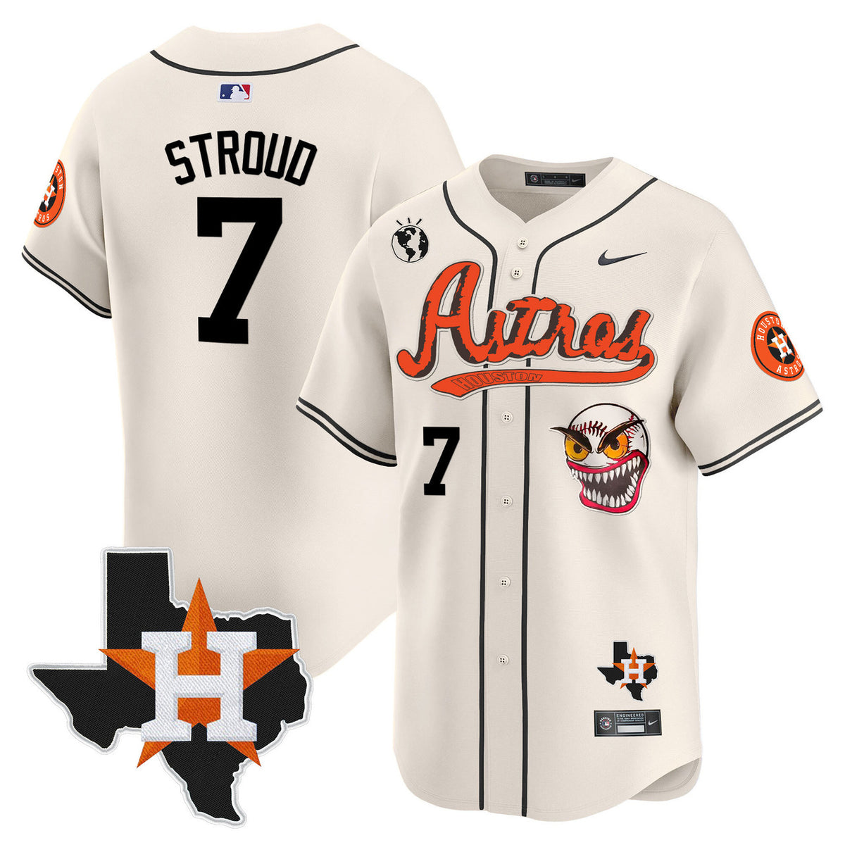 Houston Astros Men'S Cactus Jack Style Vapor Premier V2 Limited Jersey