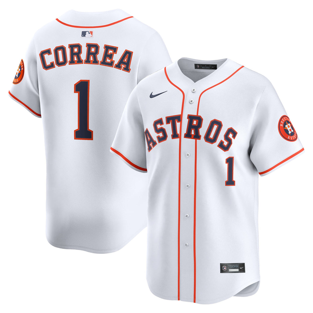 Carlos Correa #1 Houston Astros Nike Men'S Home Limited Player Jersey - White
