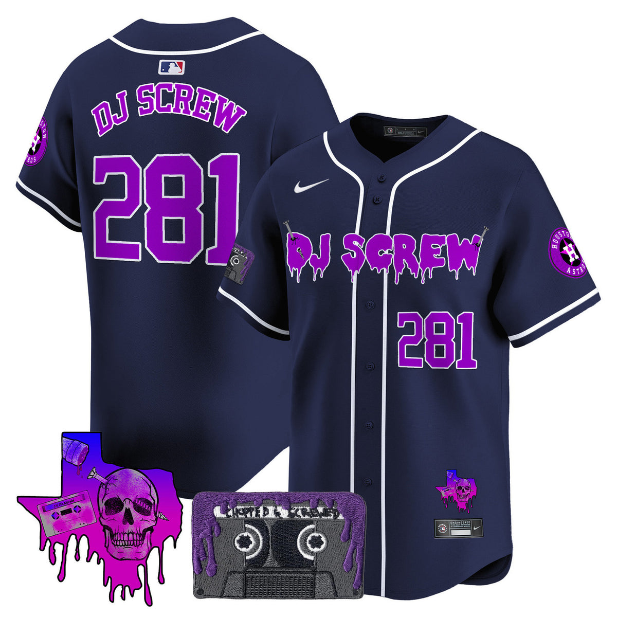 Dj Screw #71 Houston Astros Men'S Patch Vapor Premier V2 Limited Jersey