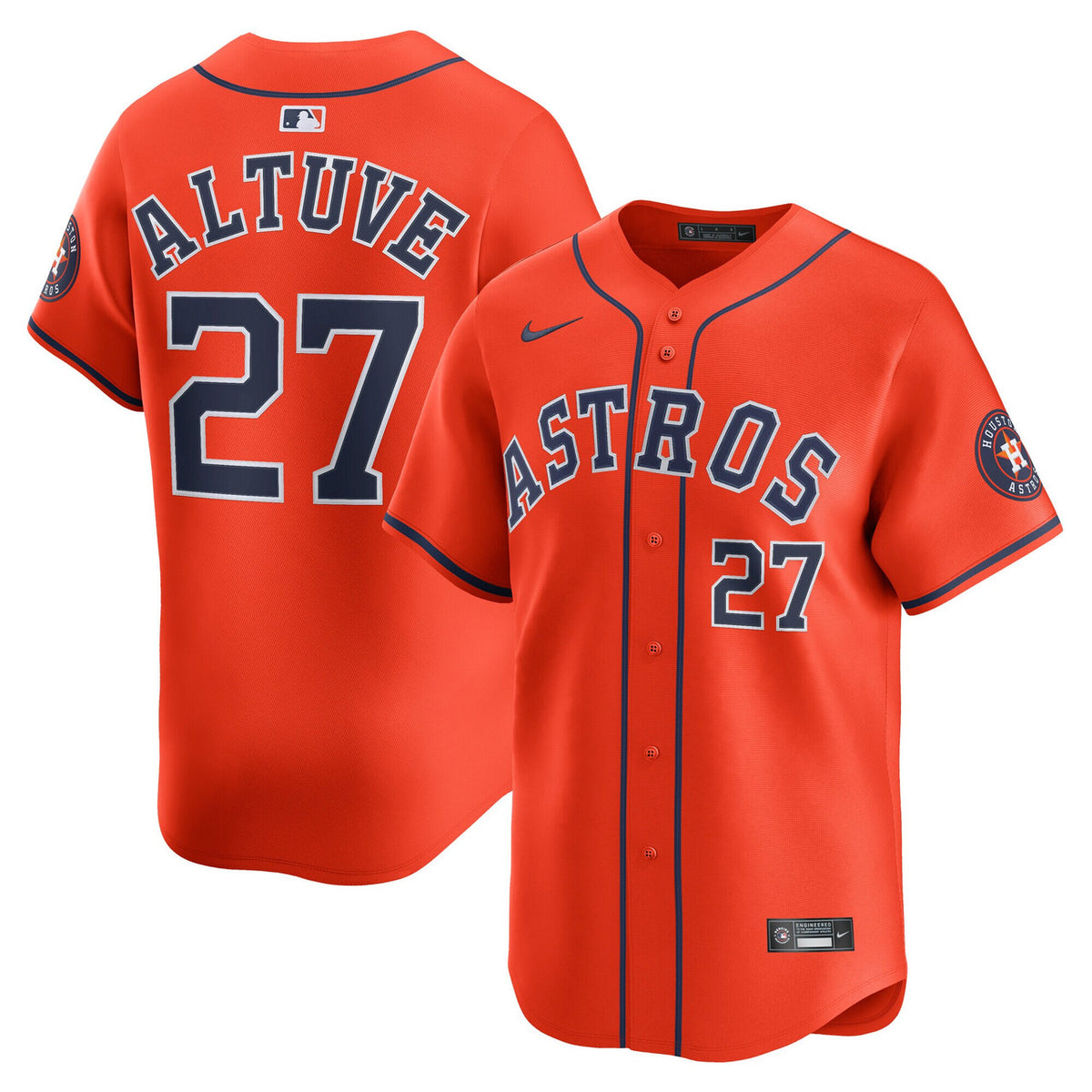 Jose Altuve #27 Houston Astros Nike Men'S Alternate Limited Player Jersey - Orange
