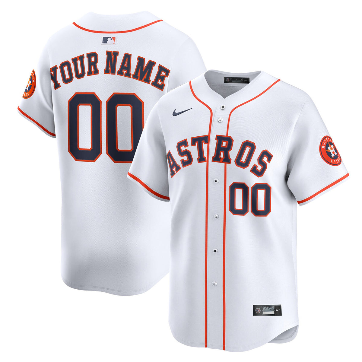 Houston Astros Nike Men'S Home Limited Custom Jersey - White