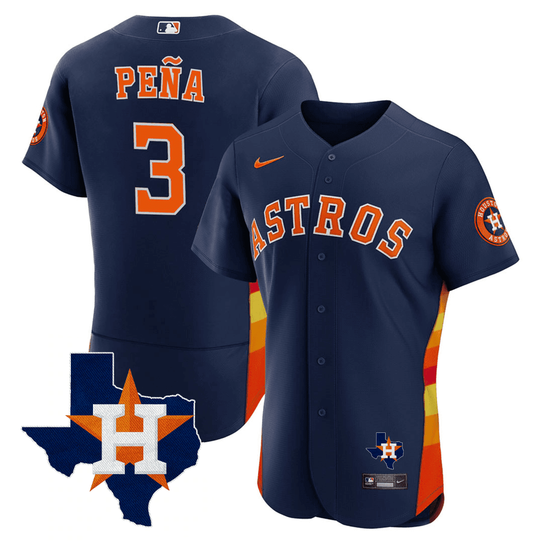 Texas State Houston Astros Men'S Patch Limited Jersey - Navy