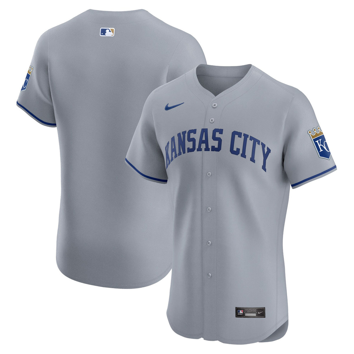 Kansas City Royals Nike Men'S Road Vapor Premier Elite Patch Jersey - Gray