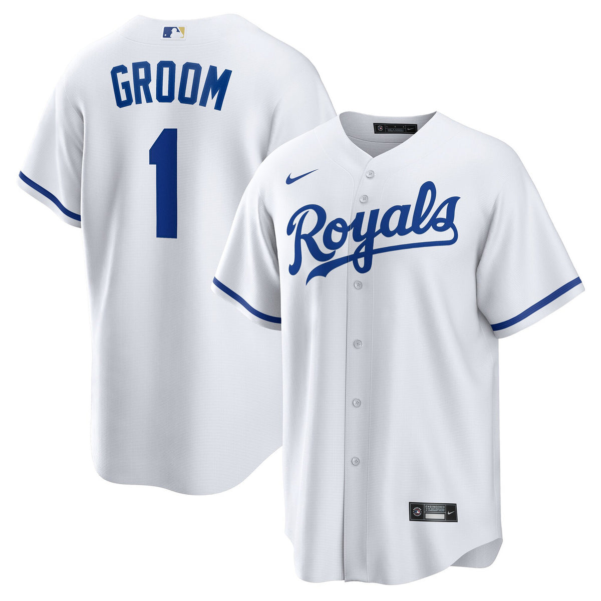 Kansas City Royals #1 Nike Men'S Groom Home Limited Jersey - White
