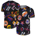Men'S Negro League Baseball Stitches Allover Print V-Neck Limited Baseball Jersey - Black